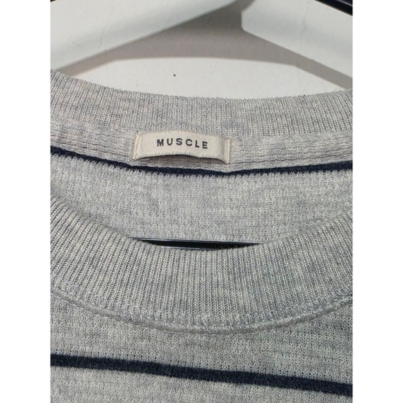 Men's Abercrombie & Fitch M Gray Navy Striped Long Sleeve Tee - Picture 5 of 7